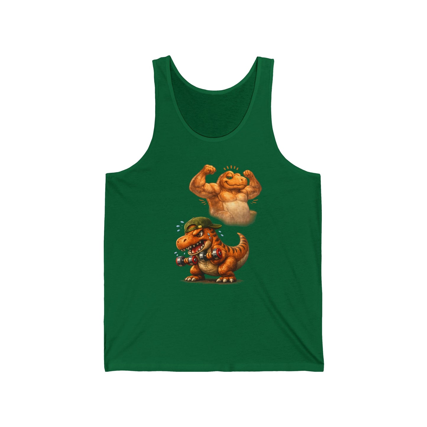 Dino Bros Summer Tank — Cute Muscular and Photographer Dinosaur Graphic Tank Top