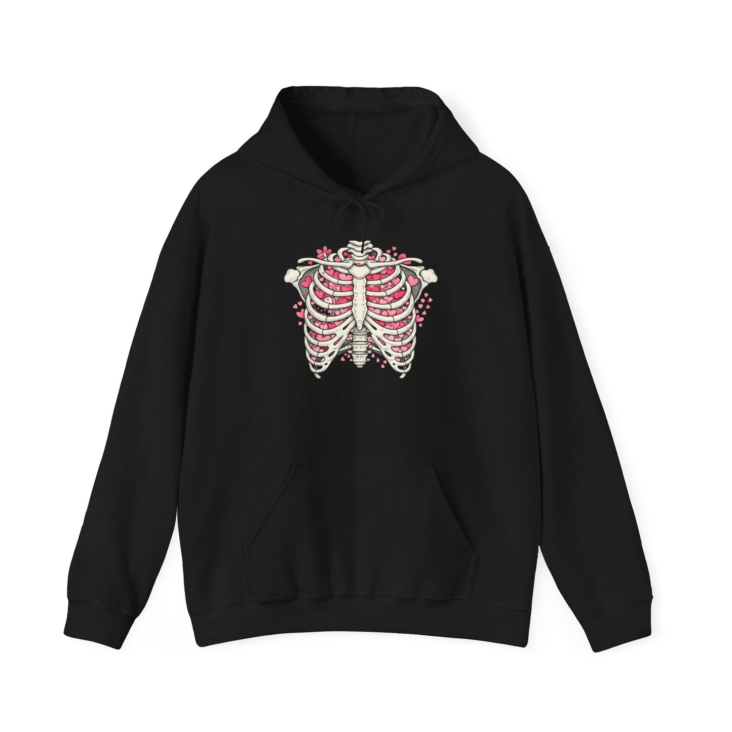 Ribcage Bloom Hoodie — Floral Skeleton Chest Graphic Sweatshirt