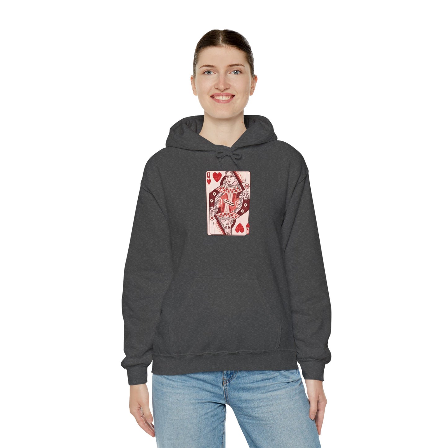 Queen of Hearts Hoodie – Vintage Playing Card Graphic Sweatshirt