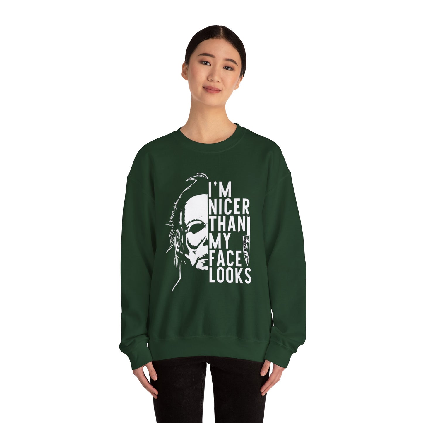 Unisex Halloween Humor Crewneck Sweatshirt, Funny Sweatshirt, Gift for Horror Fans, Halloween Apparel, Spooky Vibes, Comfortable Layering