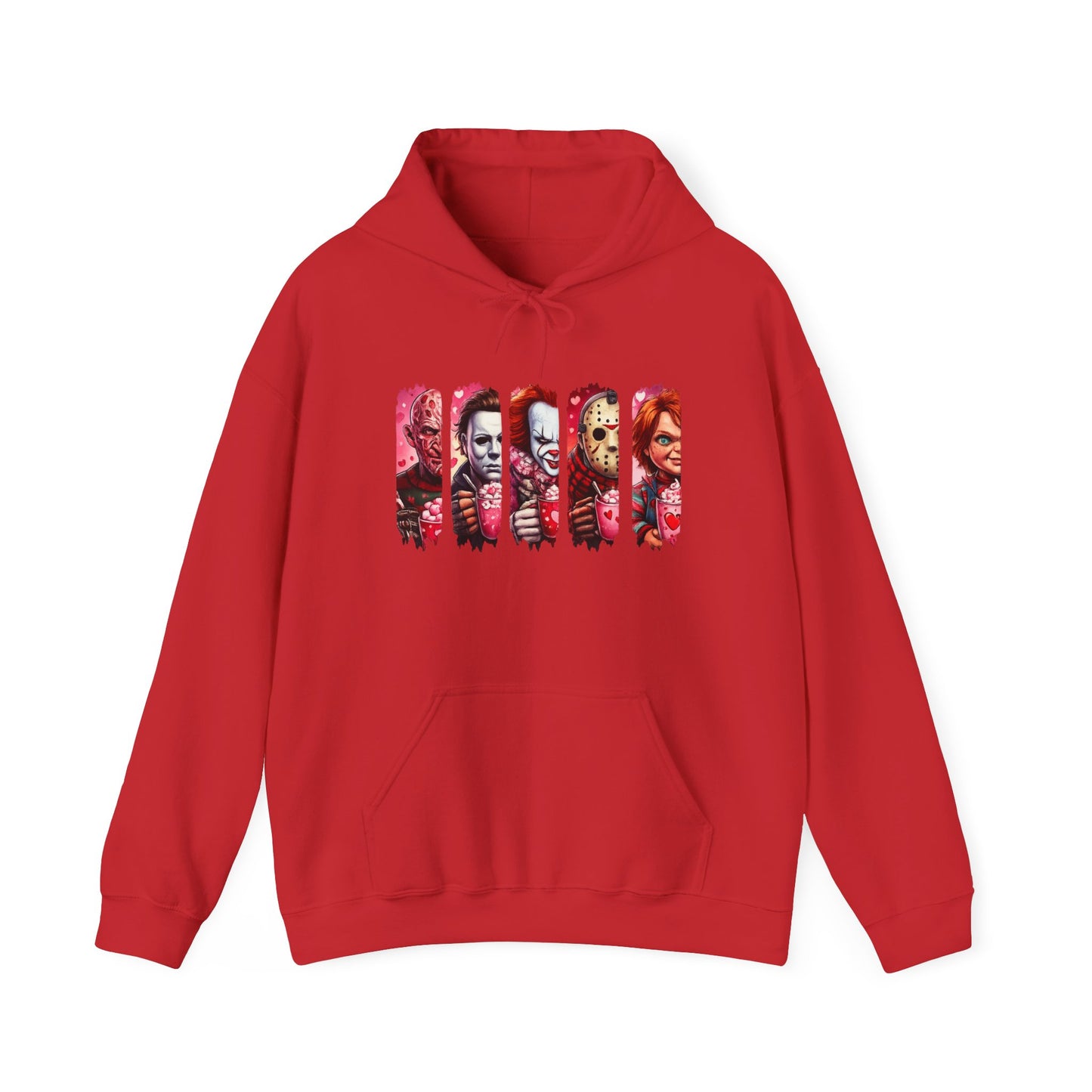 Horror Icons Hoodie — Stylized Slashed Portraits Graphic Sweatshirt