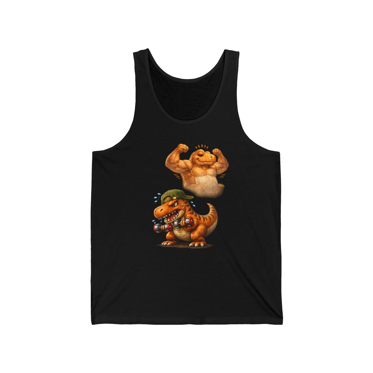 Dino Bros Summer Tank — Cute Muscular and Photographer Dinosaur Graphic Tank Top