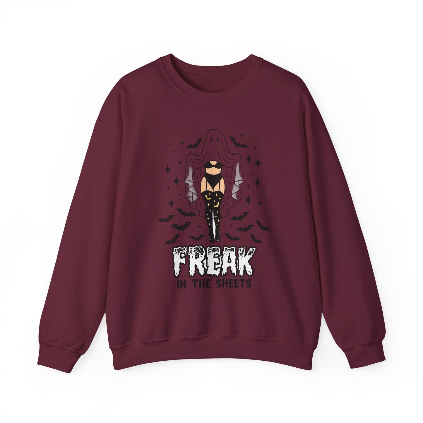 Freak in the Sheets Sweatshirt - Spooky Fun Crewneck for Halloween, Cozy Lounge Wear, Unisex Gift, Autumn Style, Casual Wardrobe Essential