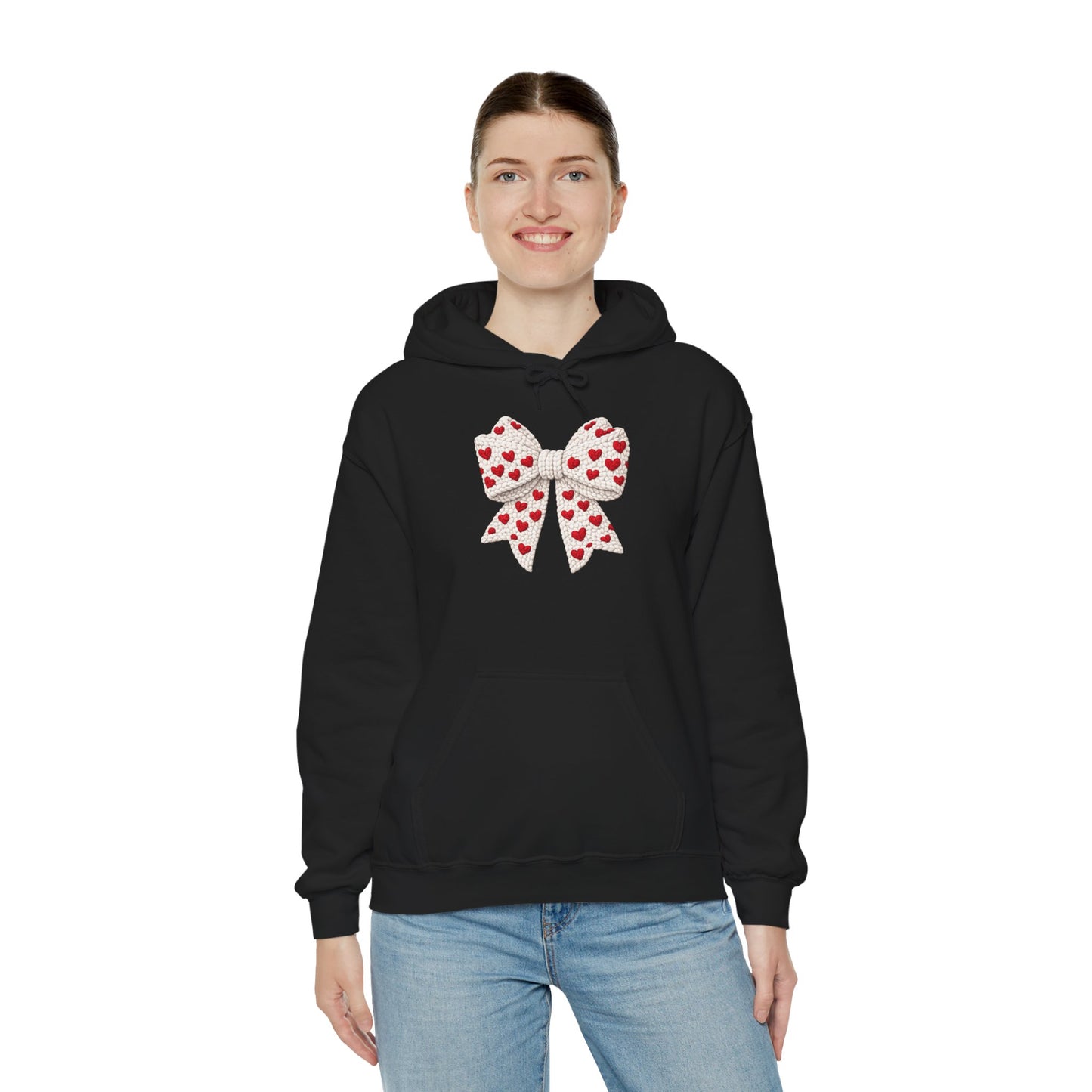 Valentine Heart Bow Hoodie — Cute Red Heart Ribbon Pullover