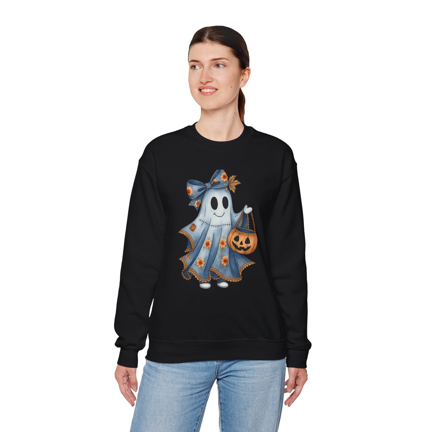 Cute Ghost Halloween Sweatshirt, Unisex Crewneck, Cozy Fall Apparel, Spooky Season Gift, Trick or Treat, Halloween Celebration