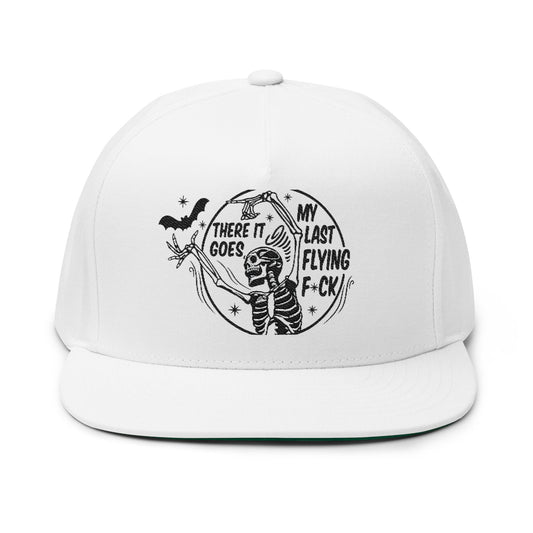 Sassy Flat Bill Cap, Embroidered Skeleton Humor Hat, Perfect Gift, Halloween Accessory, Trendy Streetwear