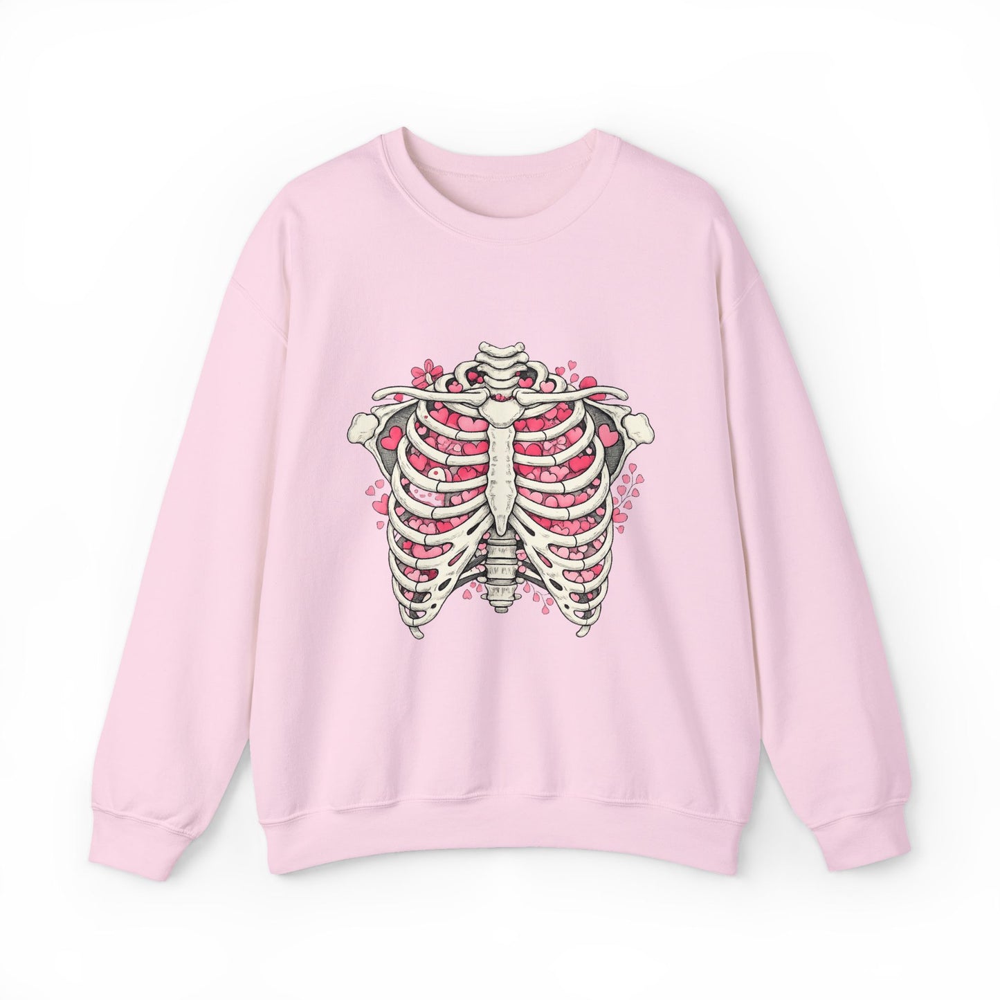 Ribcage Blossom Sweatshirt — Floral Skeleton Chest Graphic