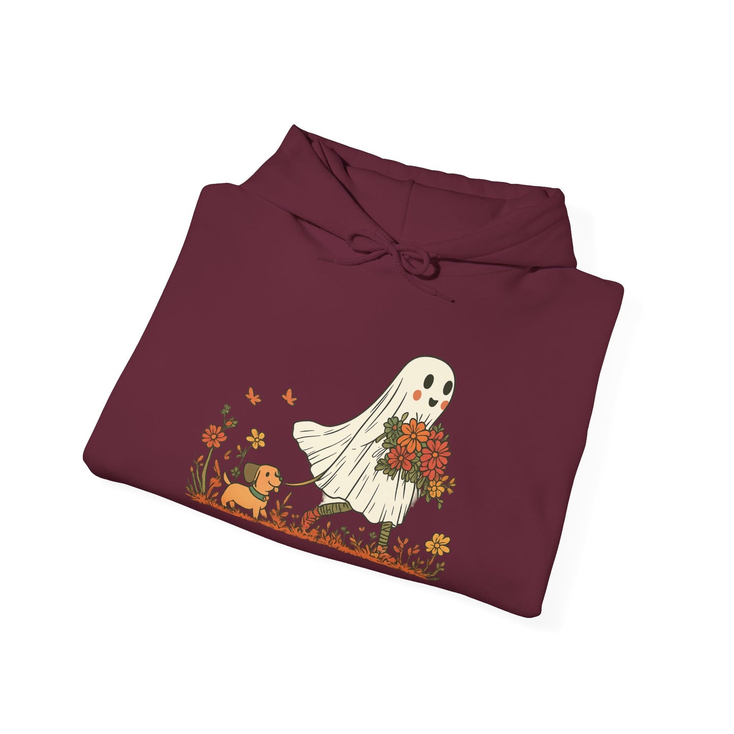 Ghostly Blooms Hoodie - Cozy Fall Fashion, Halloween Spirit, Gift for Friends, Trendy Hoodie, Autumn Style