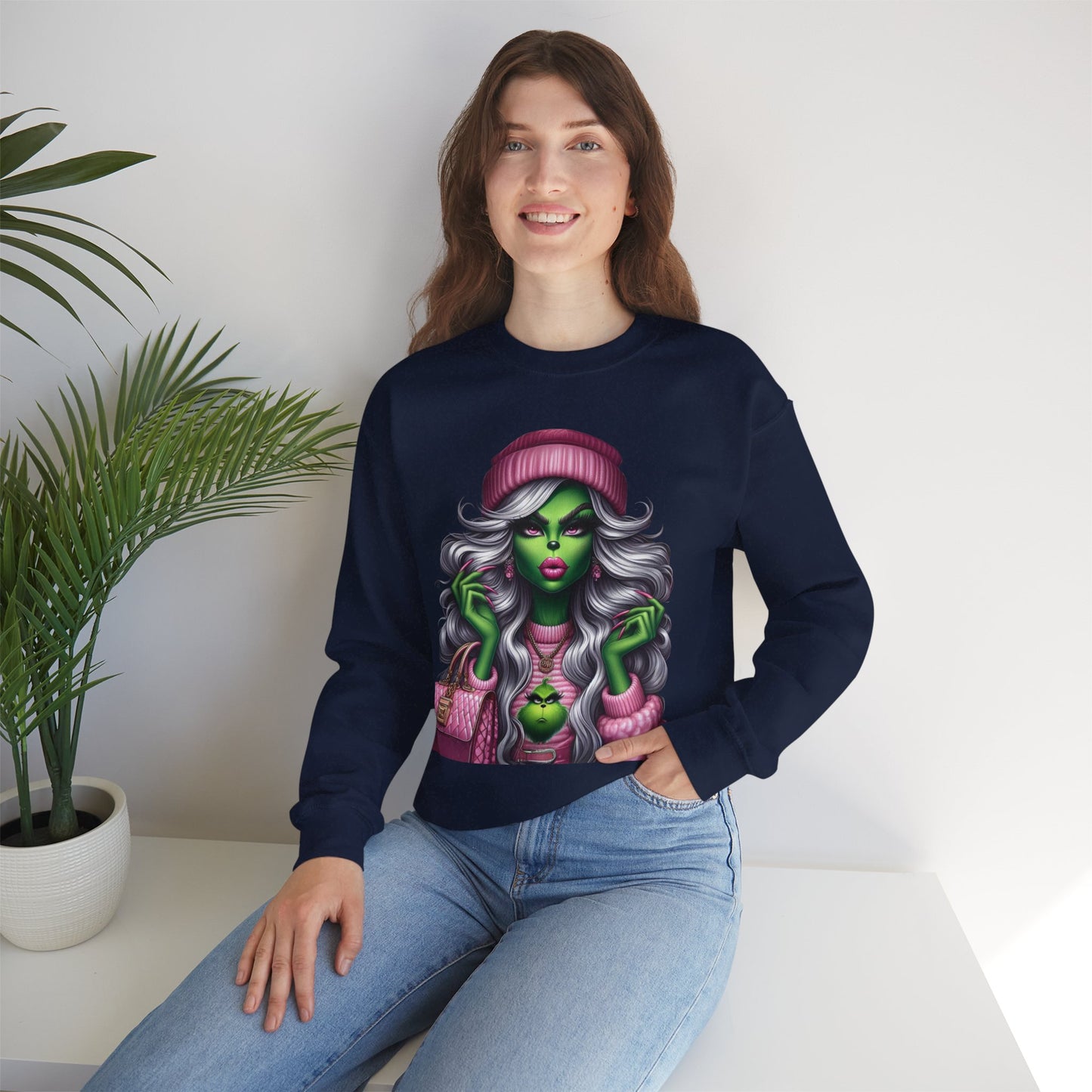 Witchy Glam Crewneck Sweatshirt – Green Glamour Girl Design