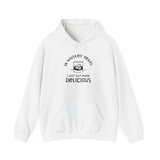 Whiskey Years Hoodie, Funny Sweatshirt for Whiskey Lovers, Perfect Gift for Birthdays, Relaxed Cozy Attire, Unisex Heavy Blend Apparel
