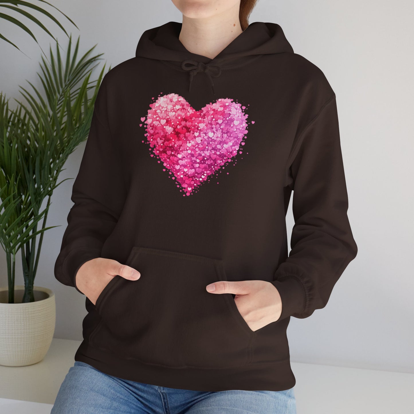 Cupid Skeleton Hoodie — Gothic Valentine Skeleton with Pink Hearts Pullover