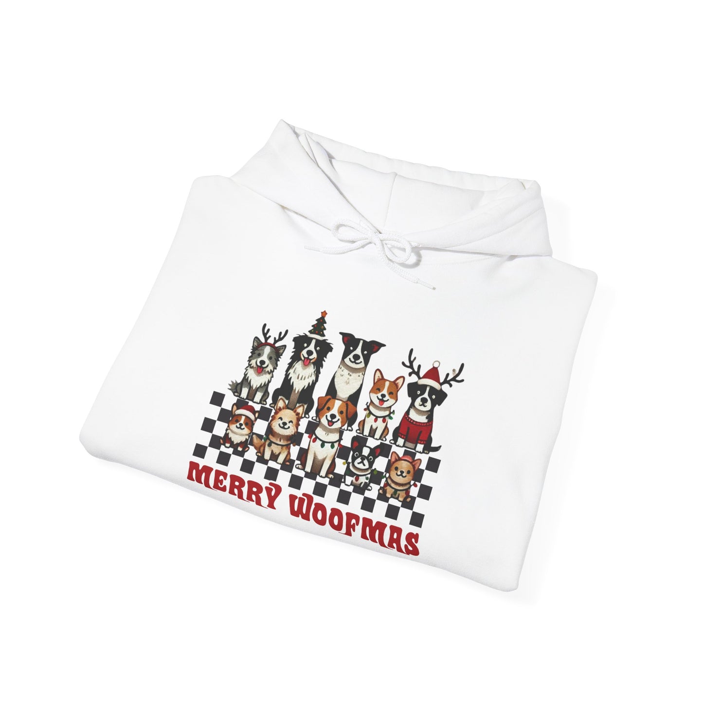 Merry Woofmas Hooded Sweatshirt | Cozy Dog Lover Hoodie, Perfect Gift for Pet Owners, Holiday Sweatshirt, Christmas Apparel, Festive Fashion