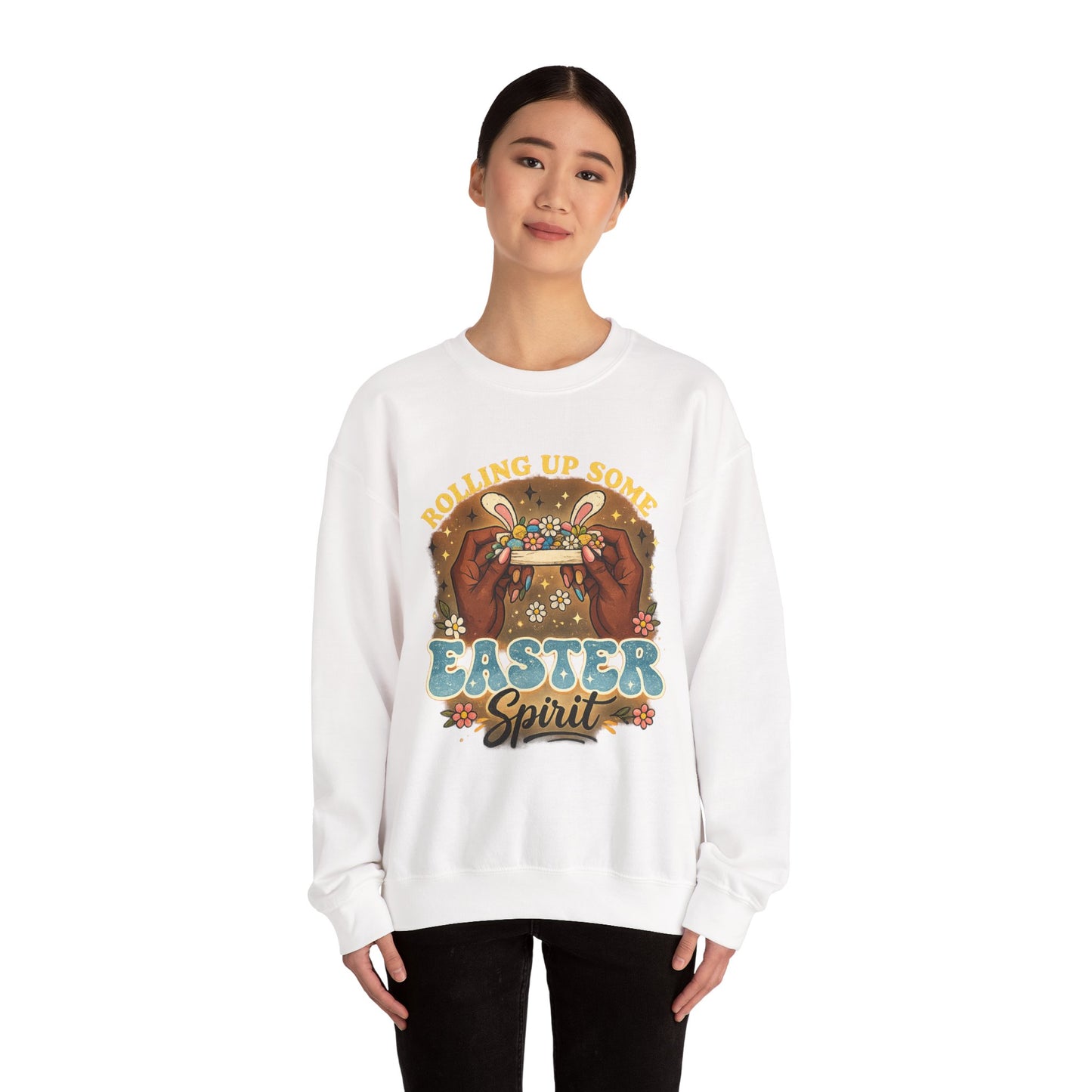 Easter Spirit Crewneck Sweatshirt — "Rolling Up Some Easter Spirit" Easter Pullover