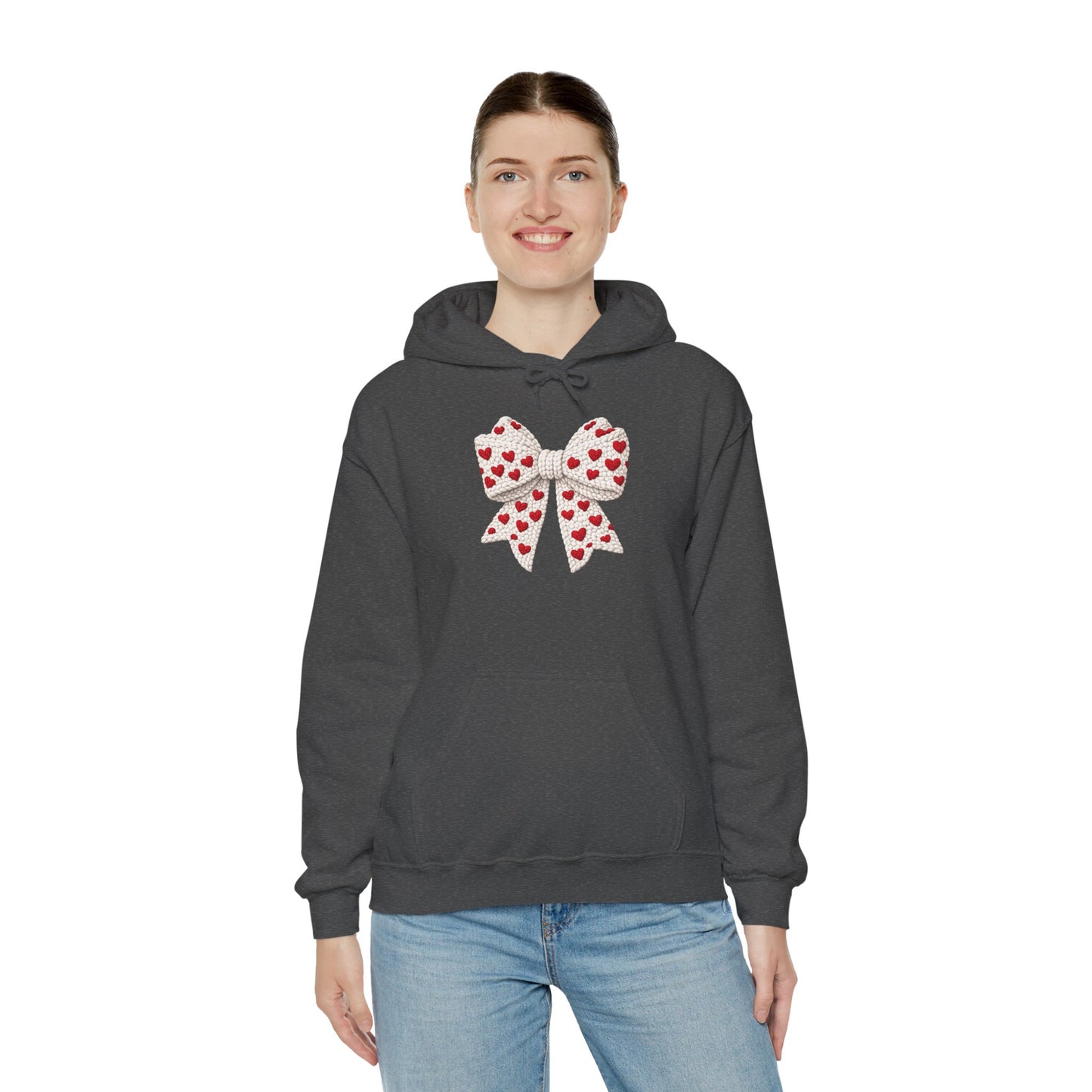 Valentine Heart Bow Hoodie — Cute Red Heart Ribbon Pullover