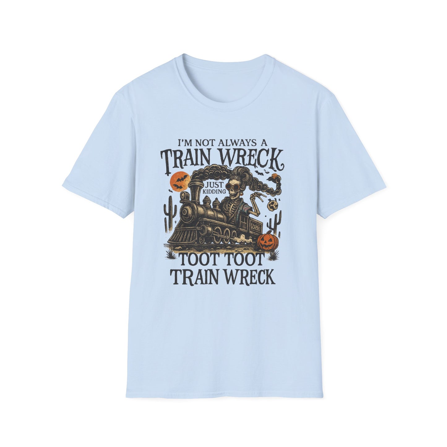 Train Wreck Unisex Softstyle T-Shirt | Funny Graphic Tee, Halloween Shirt, Gift for Friends, Casual Wear, Unique Design