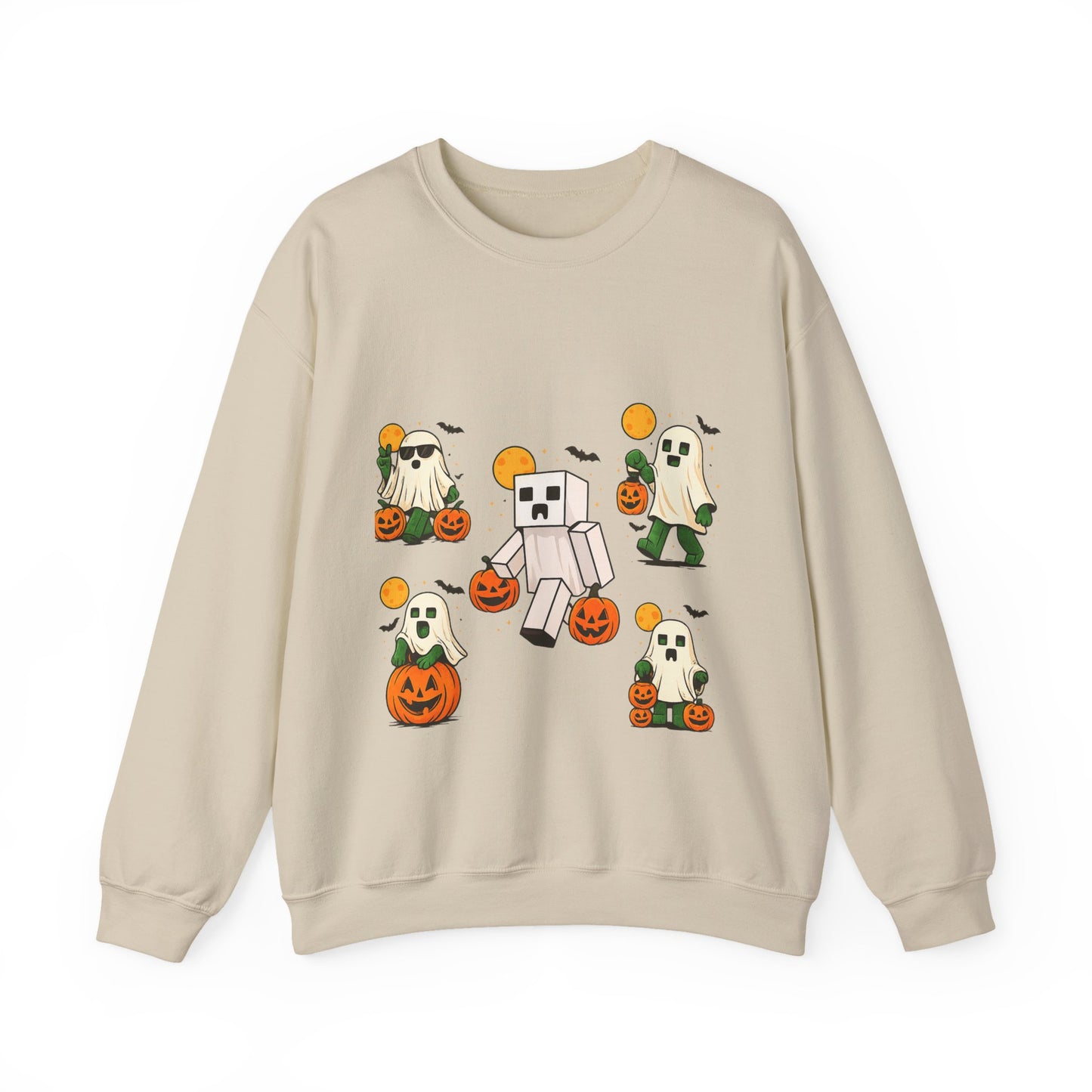 Halloween Ghost Cartoon Sweatshirt, Unisex Crewneck, Cozy Autumn Wear, Halloween Gifts, Spooky Season Apparel, Cute Sweatshirt
