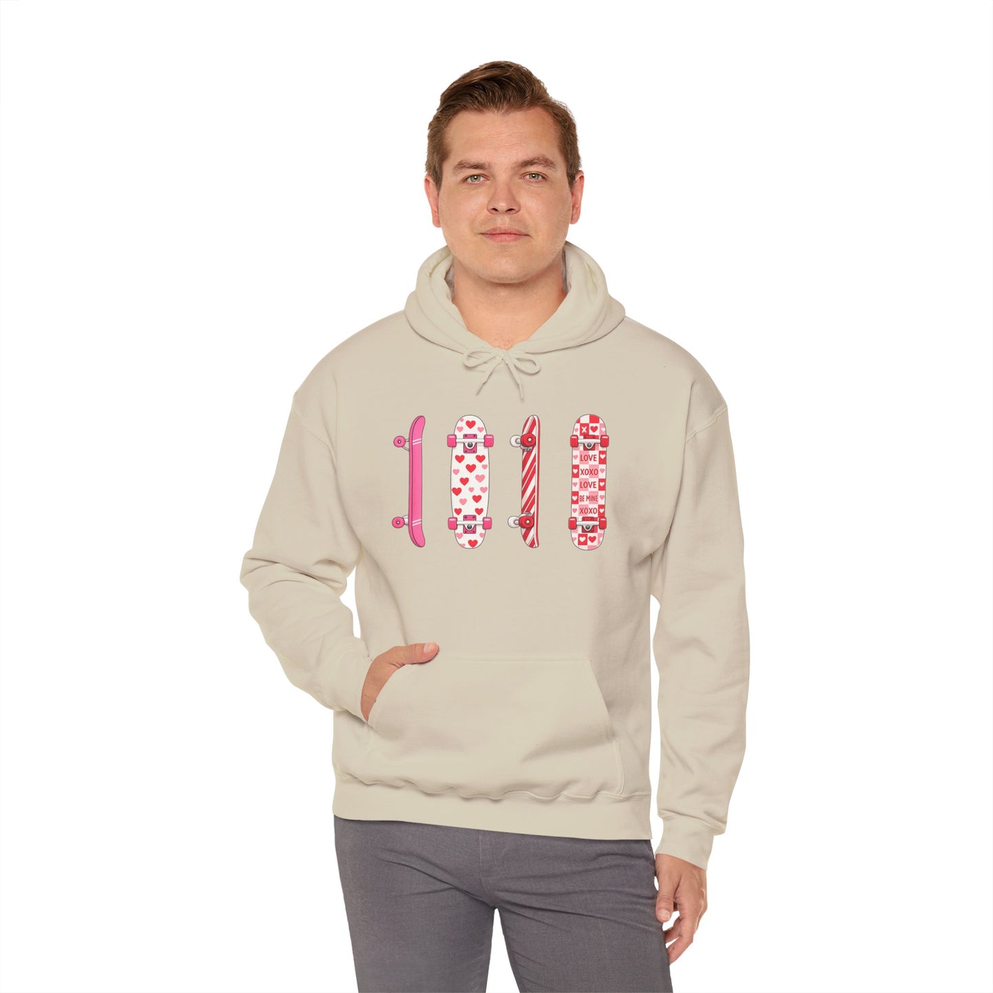 Valentine Skateboard Graphic Hoodie — Pink Heart Skate Decks