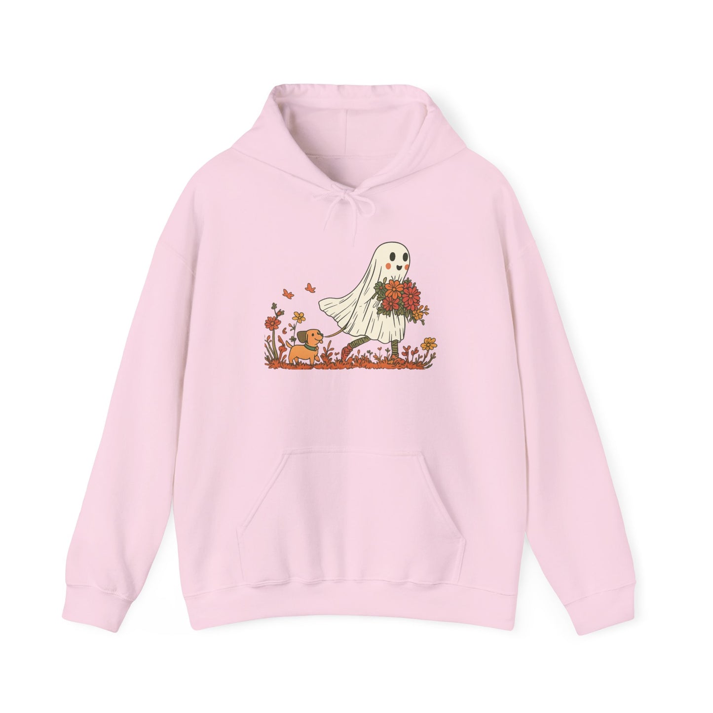 Ghostly Blooms Hoodie - Cozy Fall Fashion, Halloween Spirit, Gift for Friends, Trendy Hoodie, Autumn Style