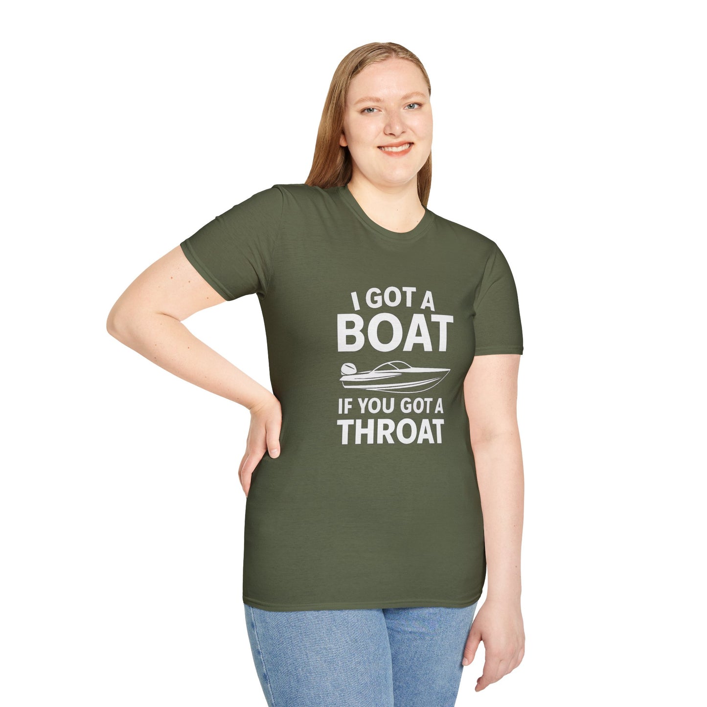 Boat Pun T-Shirt — "I Got a Boat If You Got a Throat" Funny Boating Tee for Lake & Fishing Fans