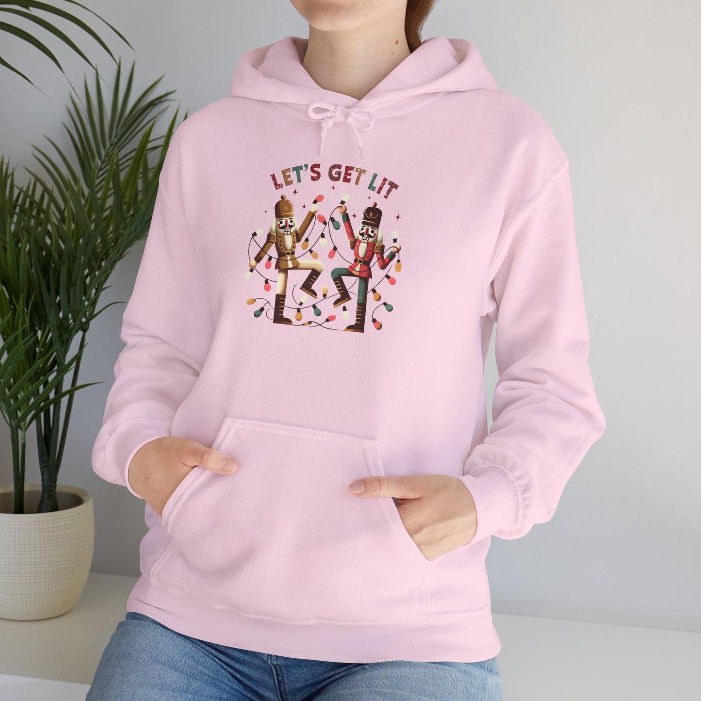 Festive Hooded Sweatshirt - Let's Get Lit, Winter Apparel, Holiday Gift, Cozy Layer, Unisex Style, Casual Wear