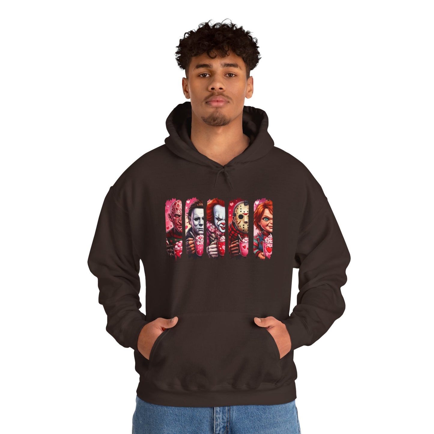 Horror Icons Hoodie — Stylized Slashed Portraits Graphic Sweatshirt