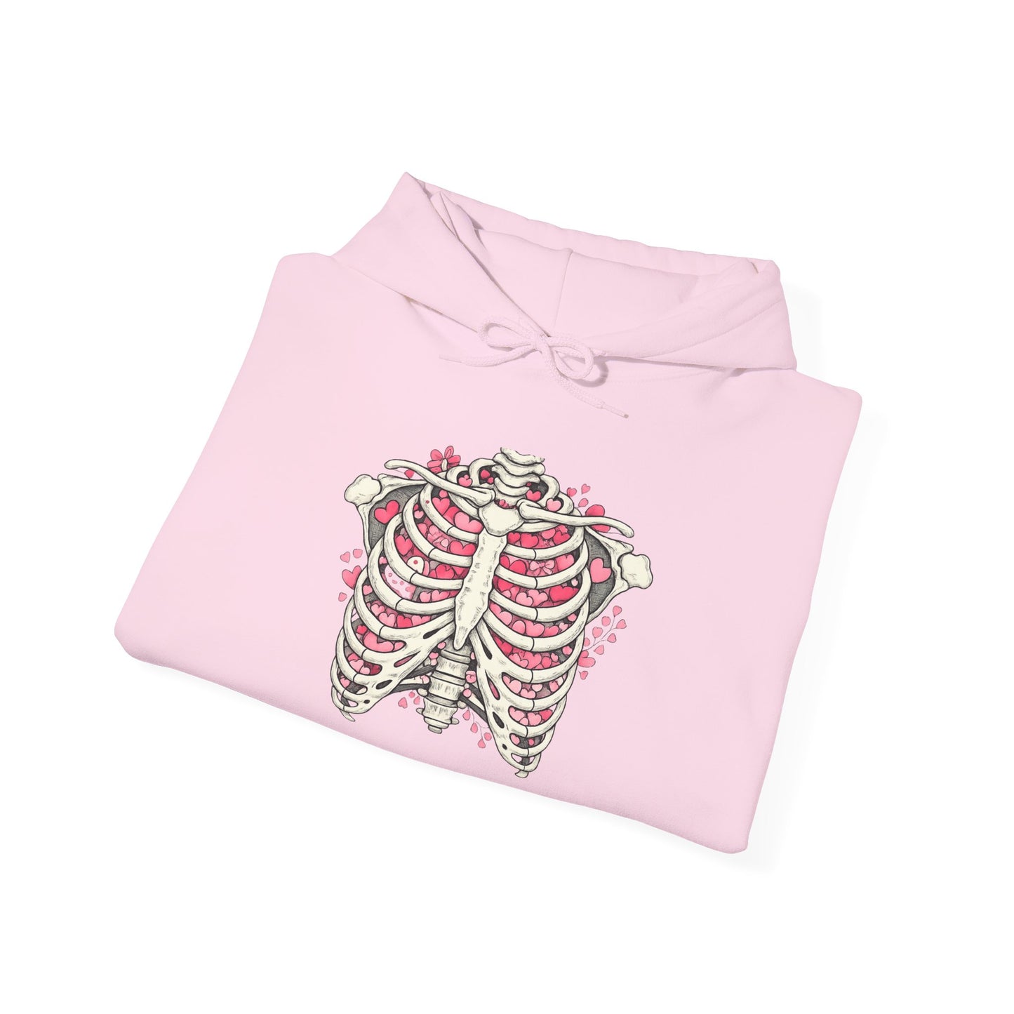 Ribcage Bloom Hoodie — Floral Skeleton Chest Graphic Sweatshirt