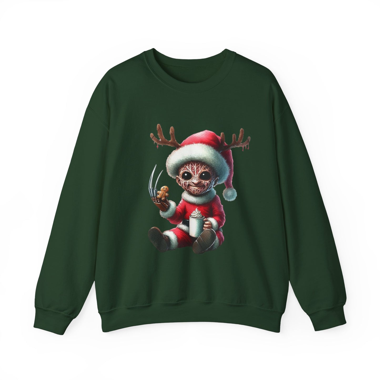 Christmas Cat Elf Sweatshirt — Cute Santa Kitten with Antlers Holiday Crewneck