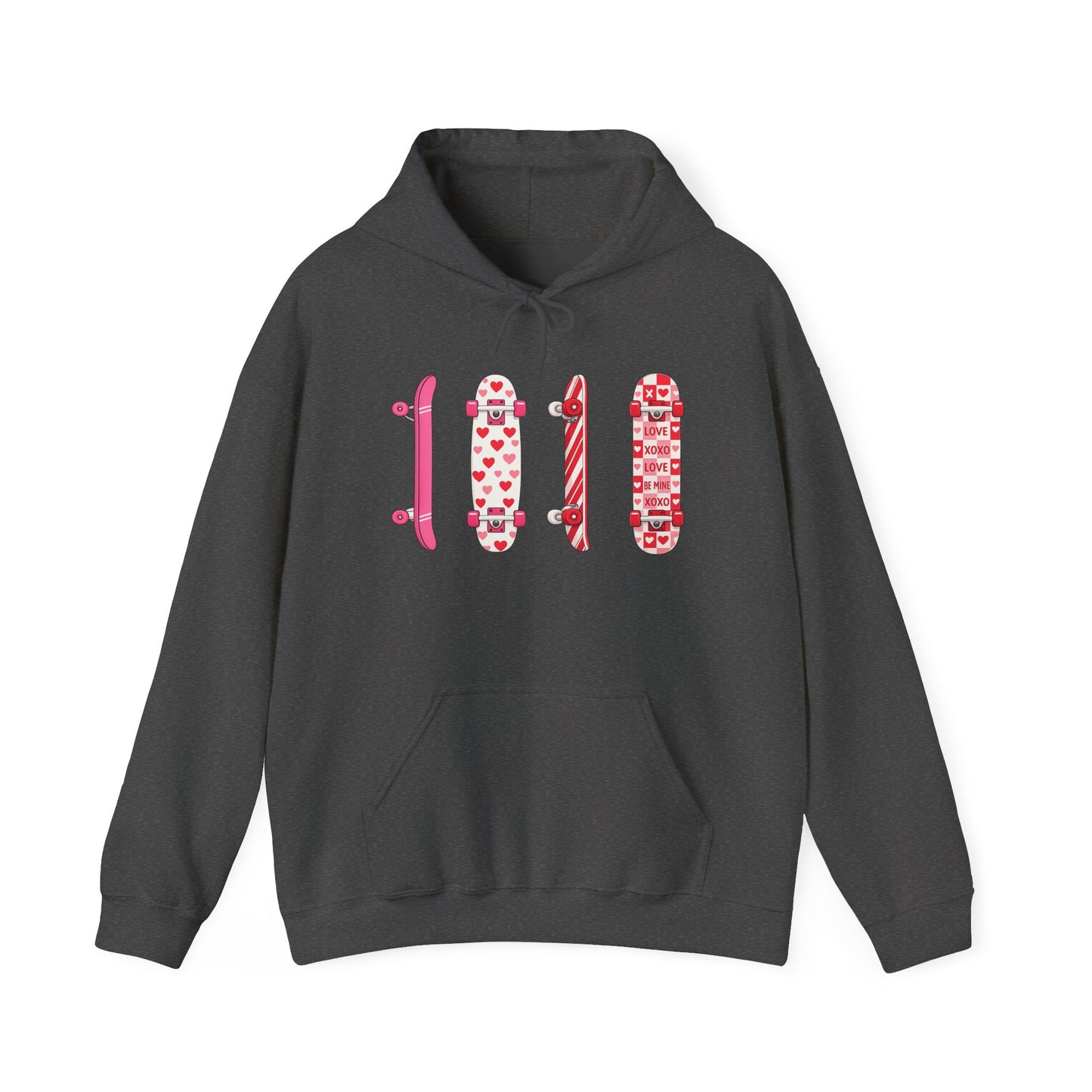 Valentine Skateboard Graphic Hoodie — Pink Heart Skate Decks