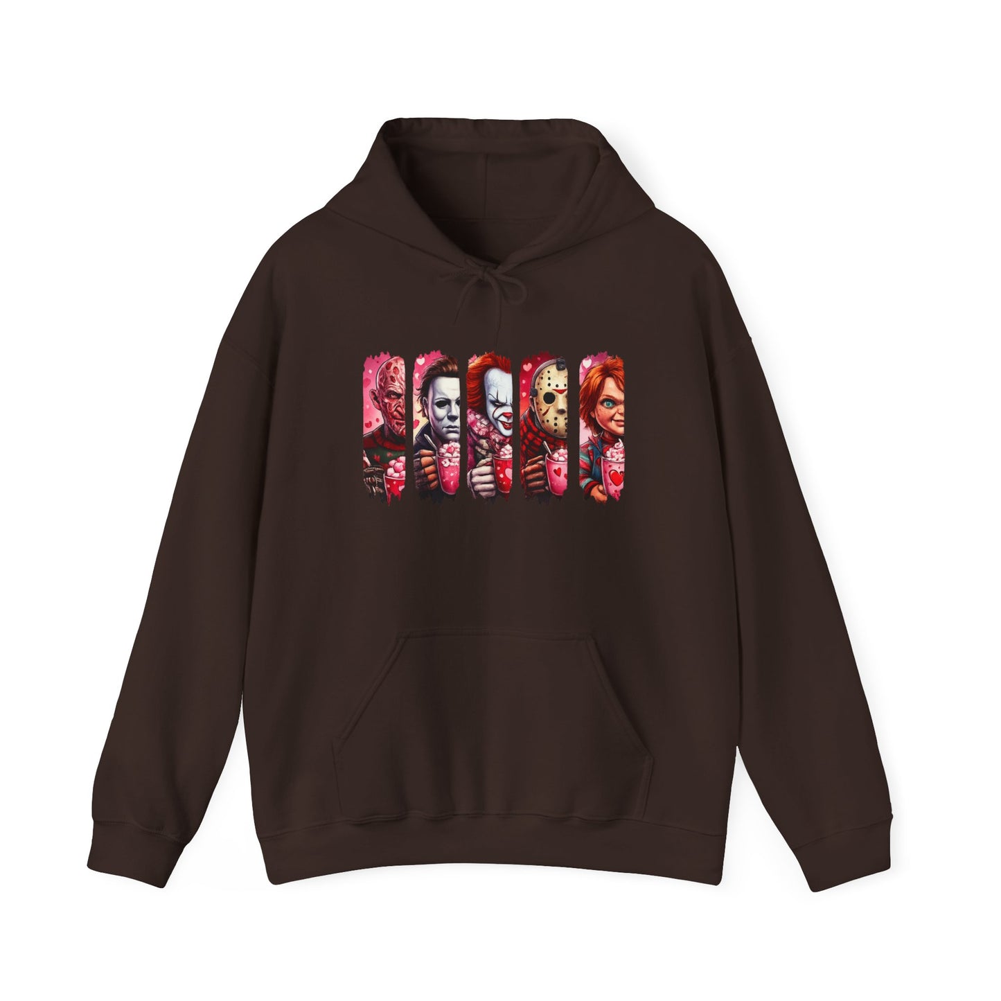 Horror Icons Hoodie — Stylized Slashed Portraits Graphic Sweatshirt
