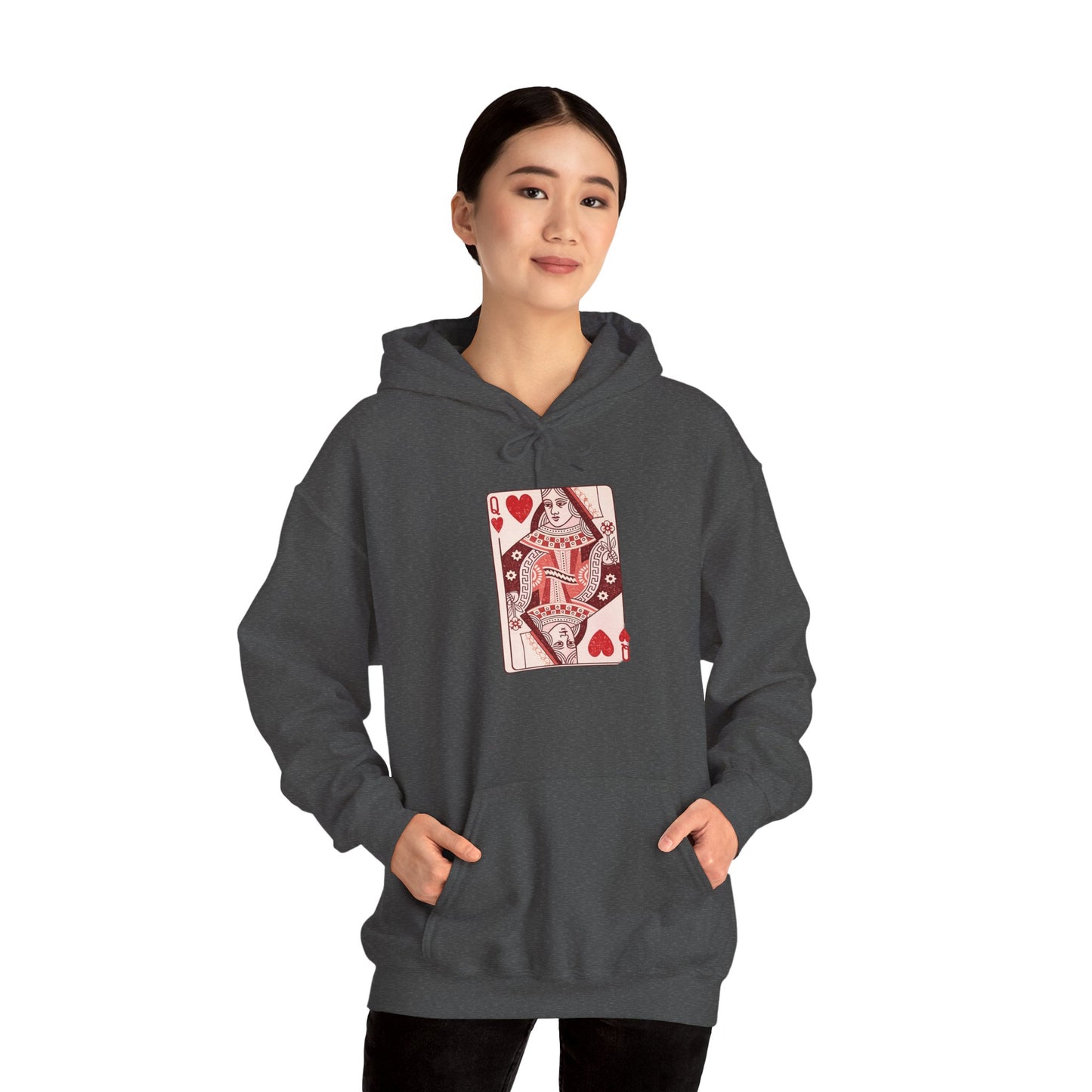 Queen of Hearts Hoodie – Vintage Playing Card Graphic Sweatshirt