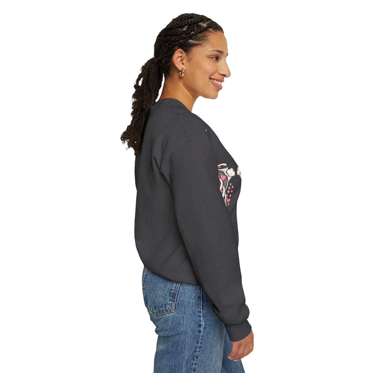 Ribcage Blossom Sweatshirt — Floral Skeleton Chest Graphic