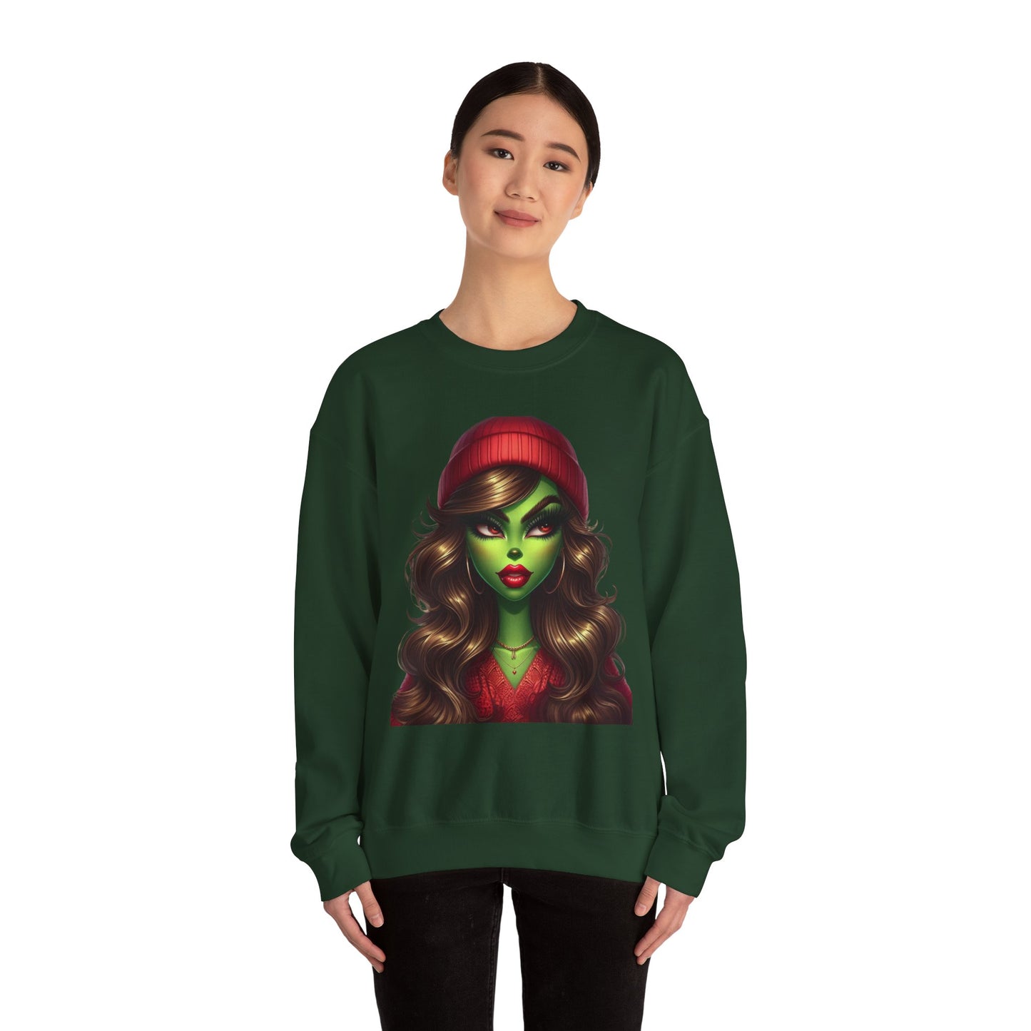 Witchy Green Girl Sweatshirt — Gothic Halloween Crewneck