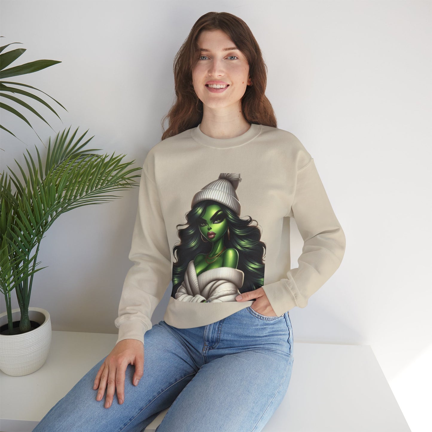 Green Witch Portrait Crewneck Sweatshirt