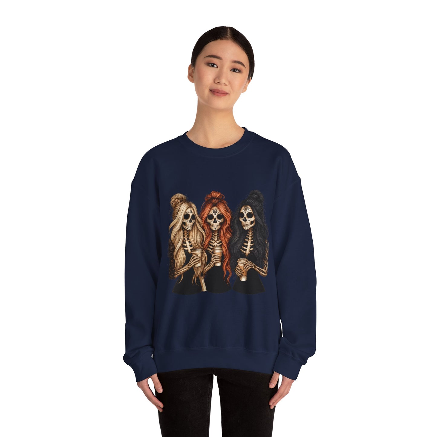 Halloween Skeleton Crewneck Sweatshirt, Cozy Unisex Sweatshirt, Trendy Halloween Apparel, Gift for Halloween Lovers, Spooky Season Outfit