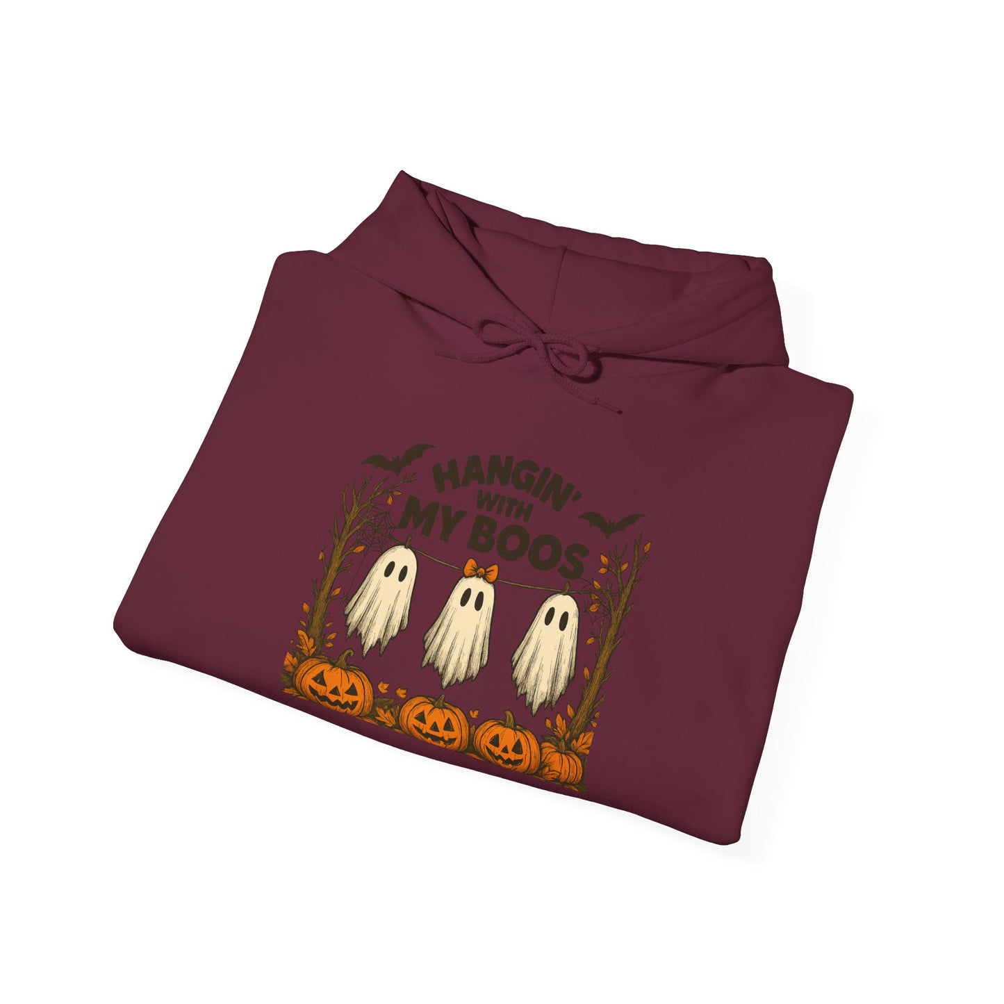 Halloween Ghost Hoodie, Cozy Autumn Apparel, Unisex Hoodie, Spooky Season Gift, Halloween Fun Wear, Hangin' with My Boos