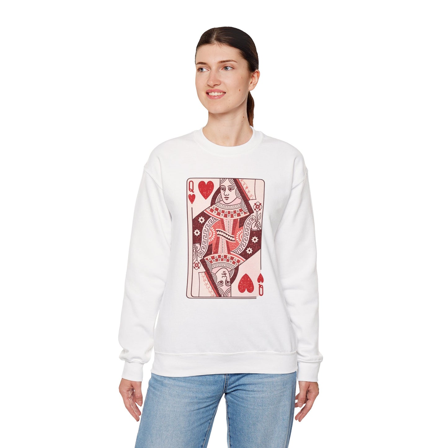 Queen of Hearts Crewneck Sweatshirt – Playing Card Graphic