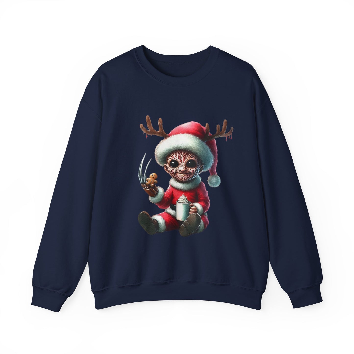 Christmas Cat Elf Sweatshirt — Cute Santa Kitten with Antlers Holiday Crewneck