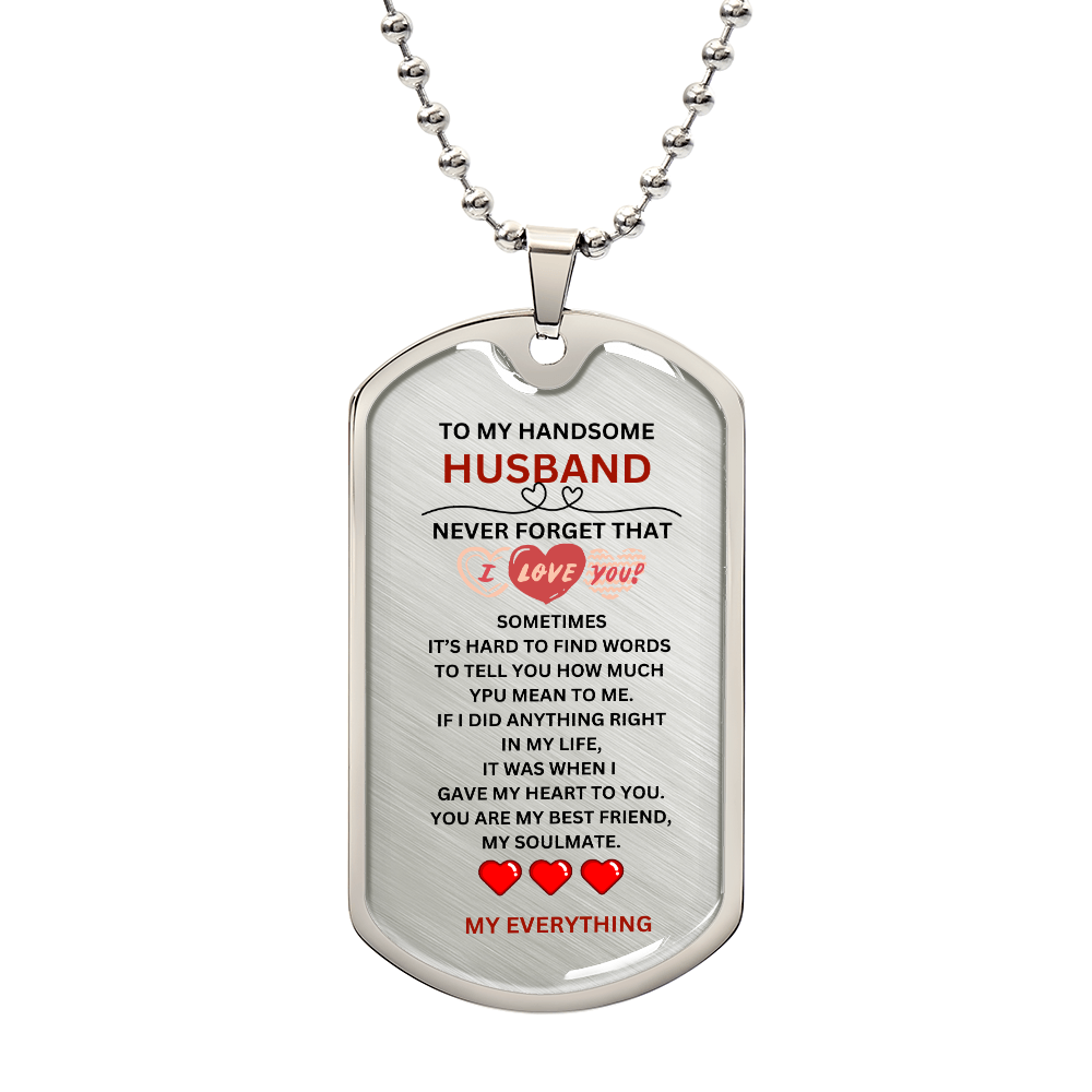 Husband Luxury Graphic Dog Tag Necklace