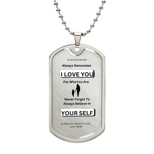 Daughter Luxury Graphic Dog Tag Necklace