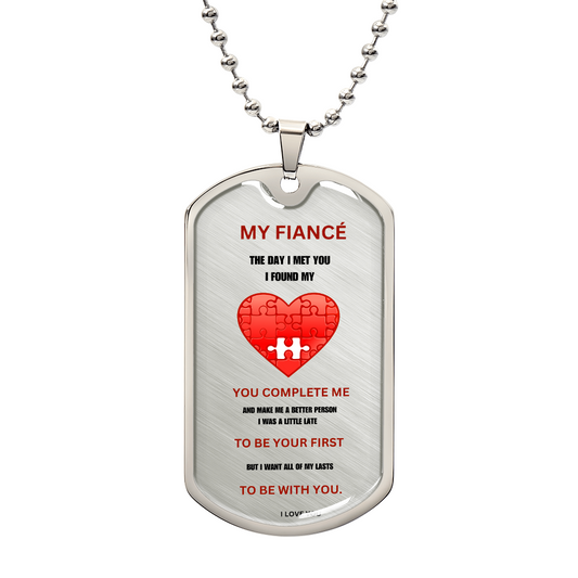 Fiancé Luxury Graphic Dog Tag Necklace