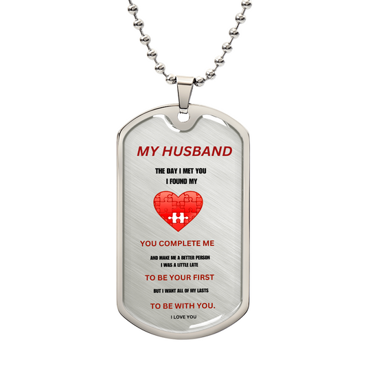 Husband Luxury Graphic Dog Tag Necklace