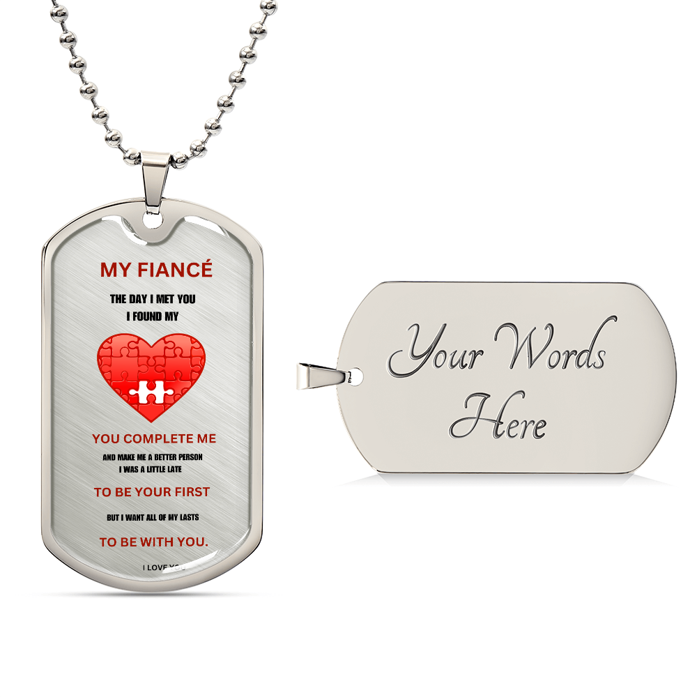 Fiancé Luxury Graphic Dog Tag Necklace