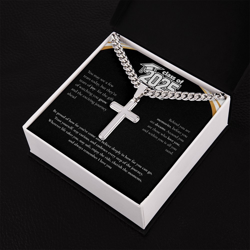 Graduation Cuban Chain with Artisan Cross Necklace