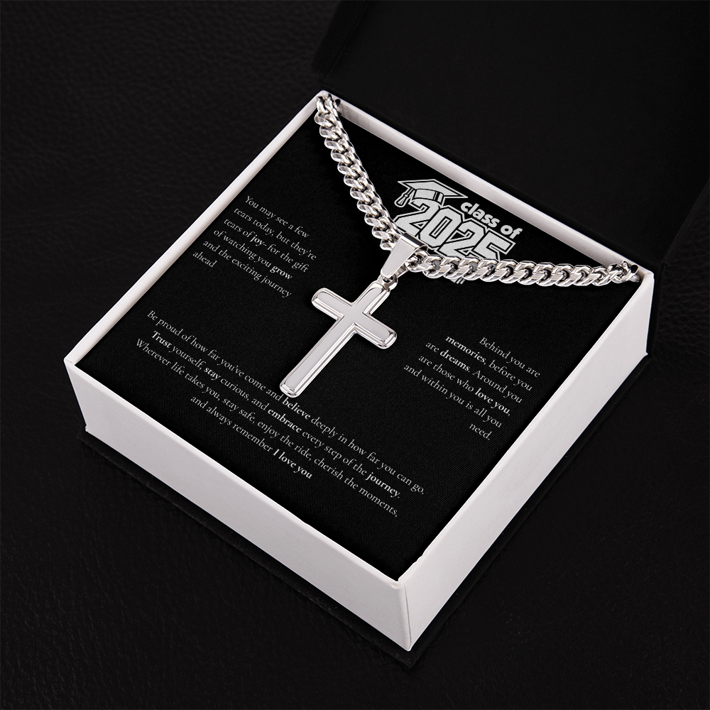 Graduation Cuban Chain with Artisan Cross Necklace