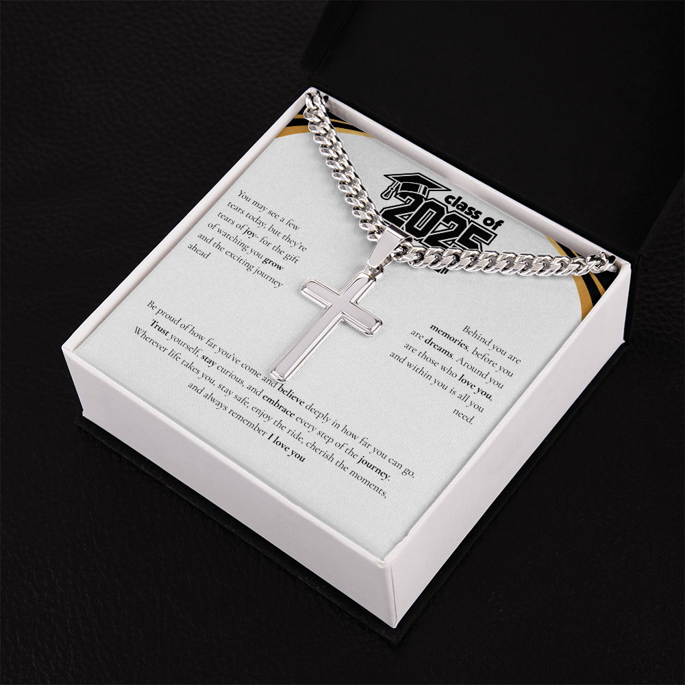 Graduation Cuban Chain with Artisan Cross Necklace