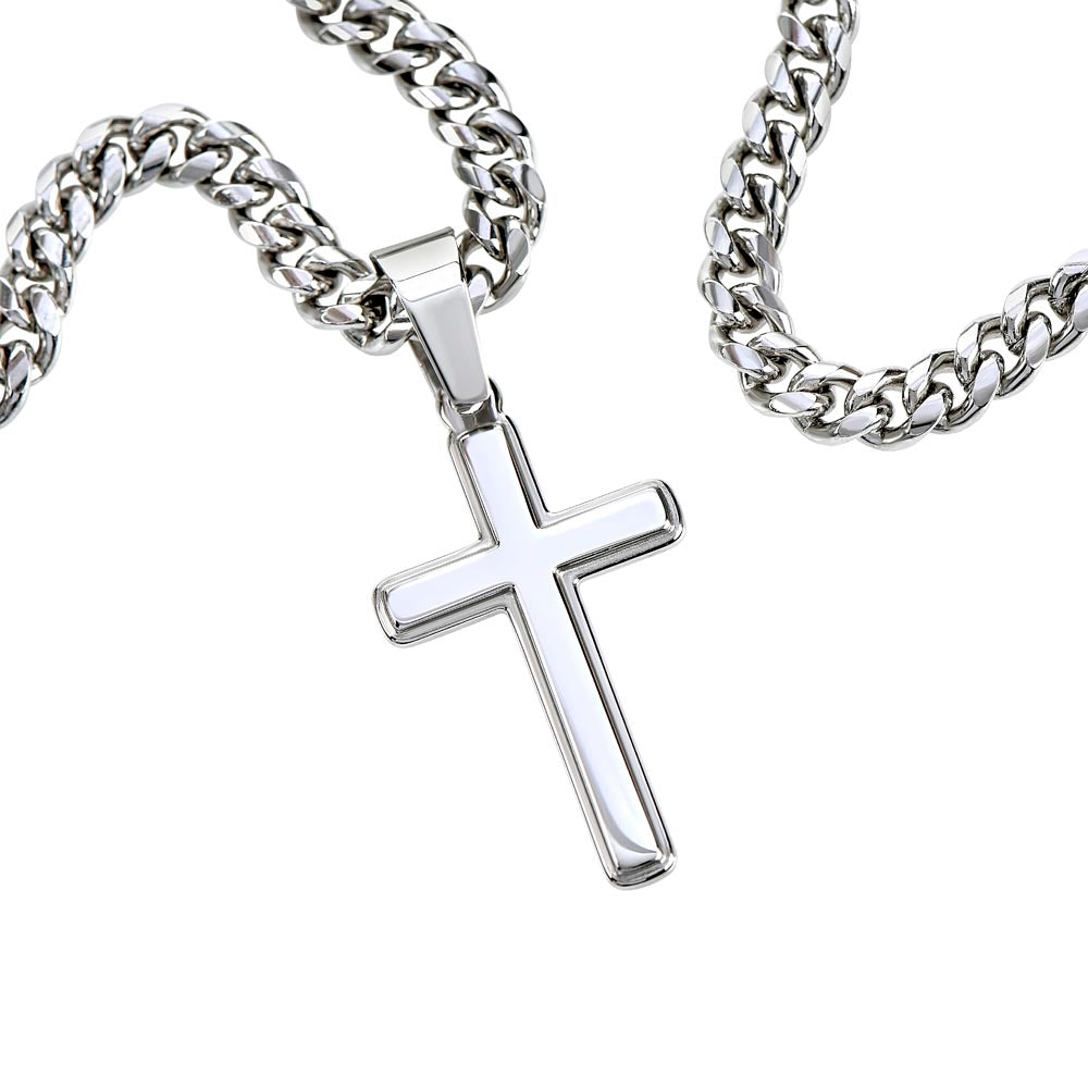 Graduation Cuban Chain with Artisan Cross Necklace