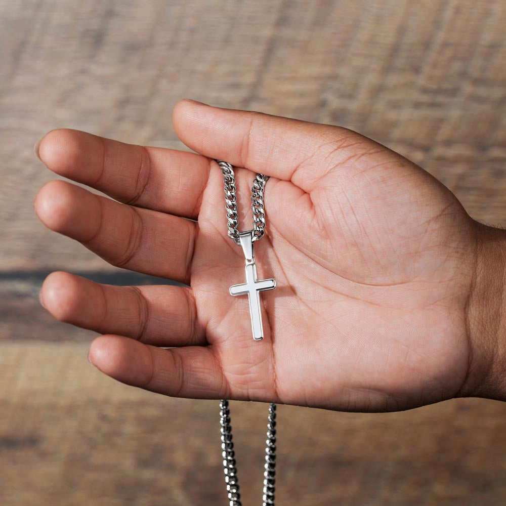 Graduation Cuban Chain with Artisan Cross Necklace