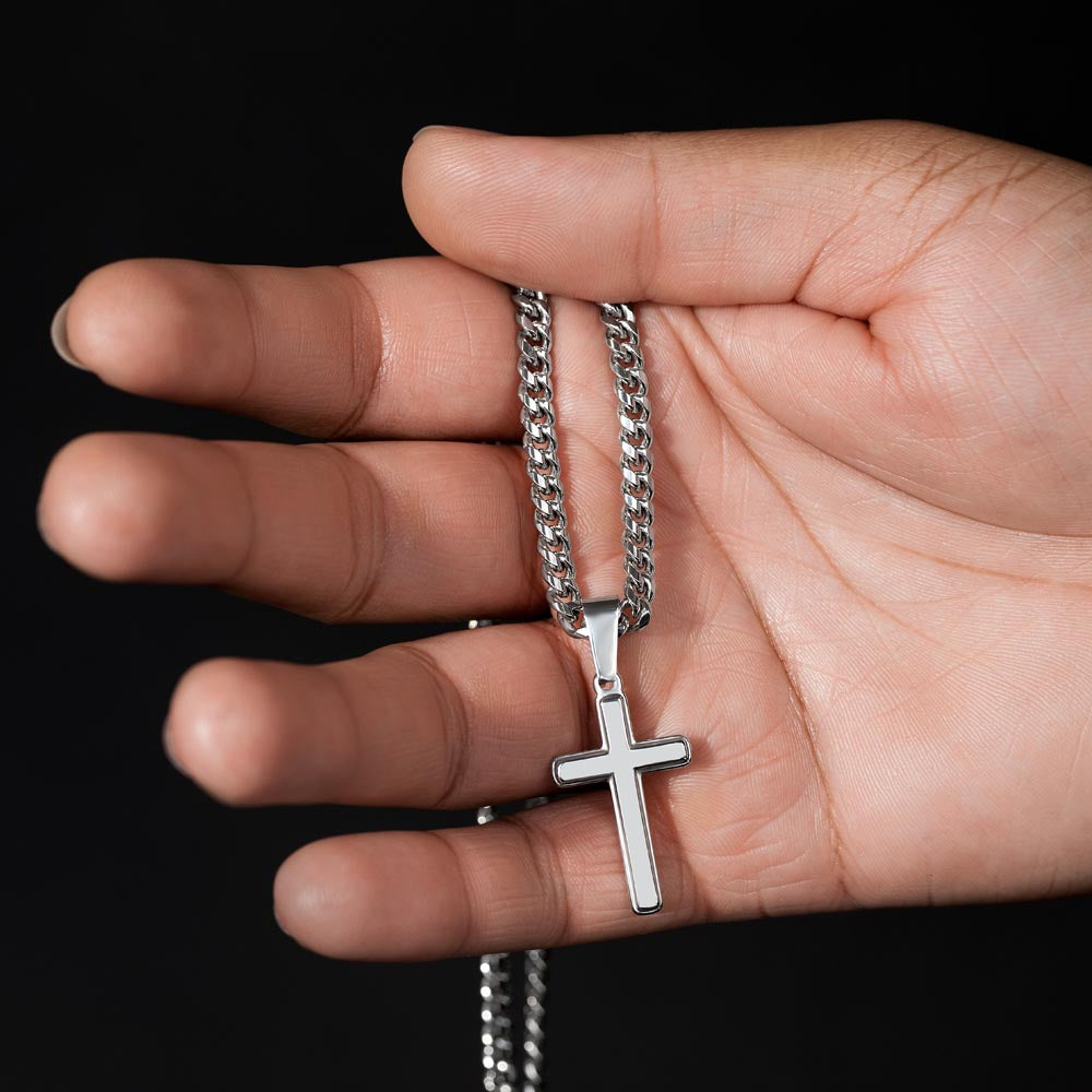 Graduation Cuban Chain with Artisan Cross Necklace