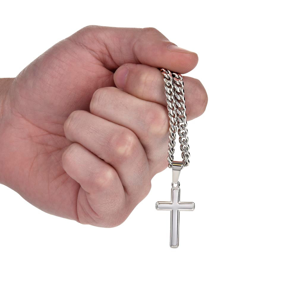 Graduation Cuban Chain with Artisan Cross Necklace