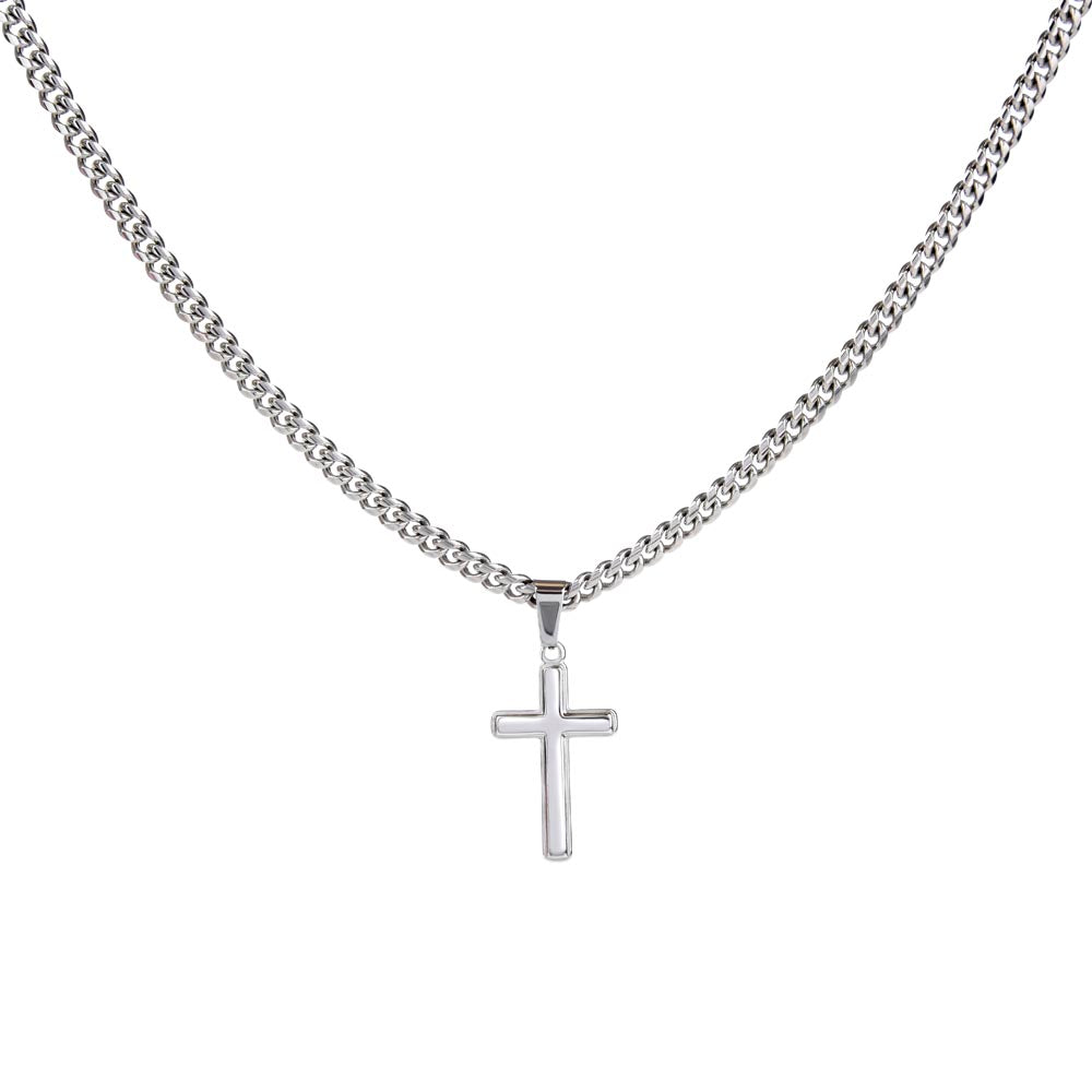 Graduation Cuban Chain with Artisan Cross Necklace